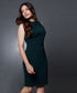 Neck Pleated Bodycon Green Dress